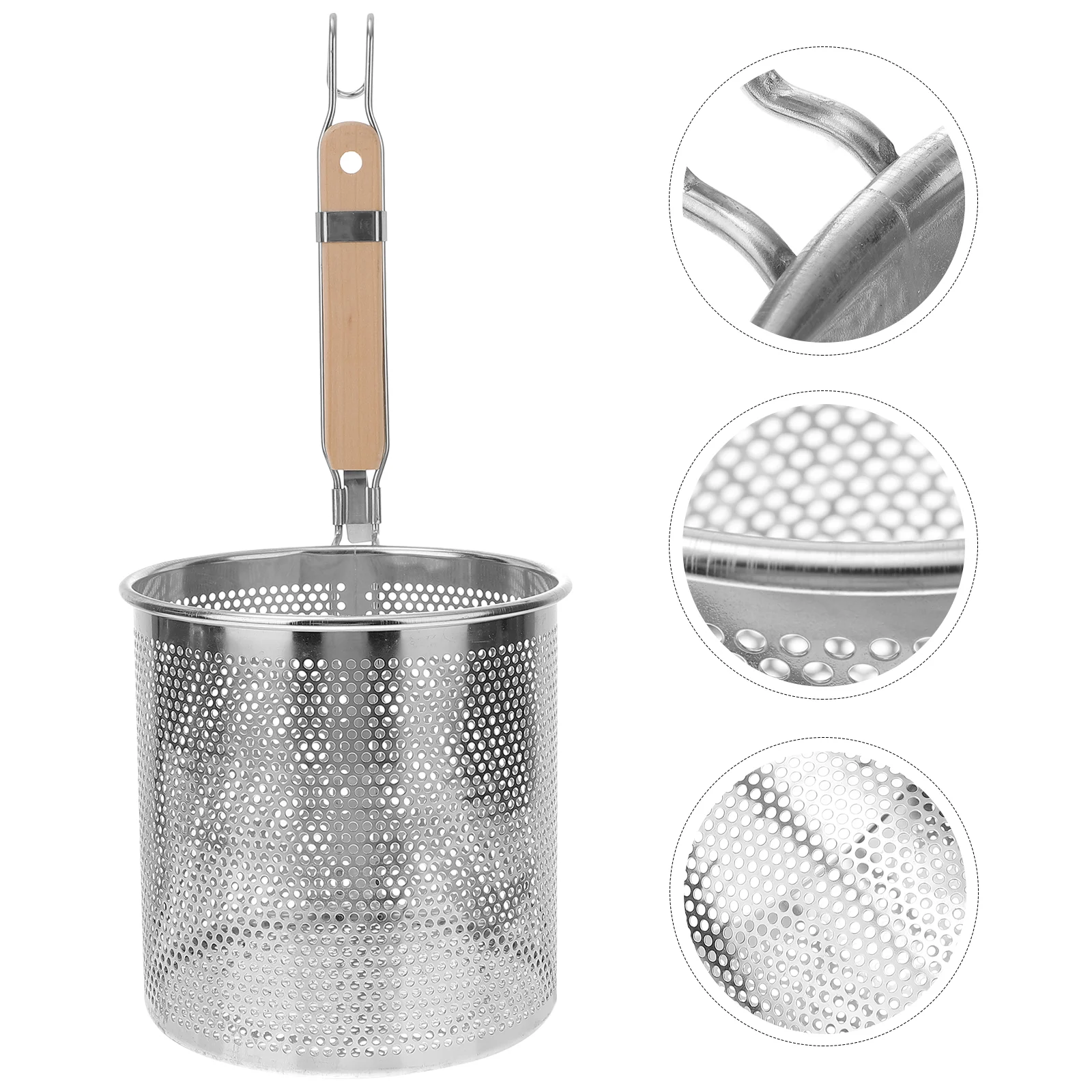 

Spaghetti Strainer Spoon Mesh Pasta Basket Stainless Steel Food Strainer Noodle Strainer Wooden Handle