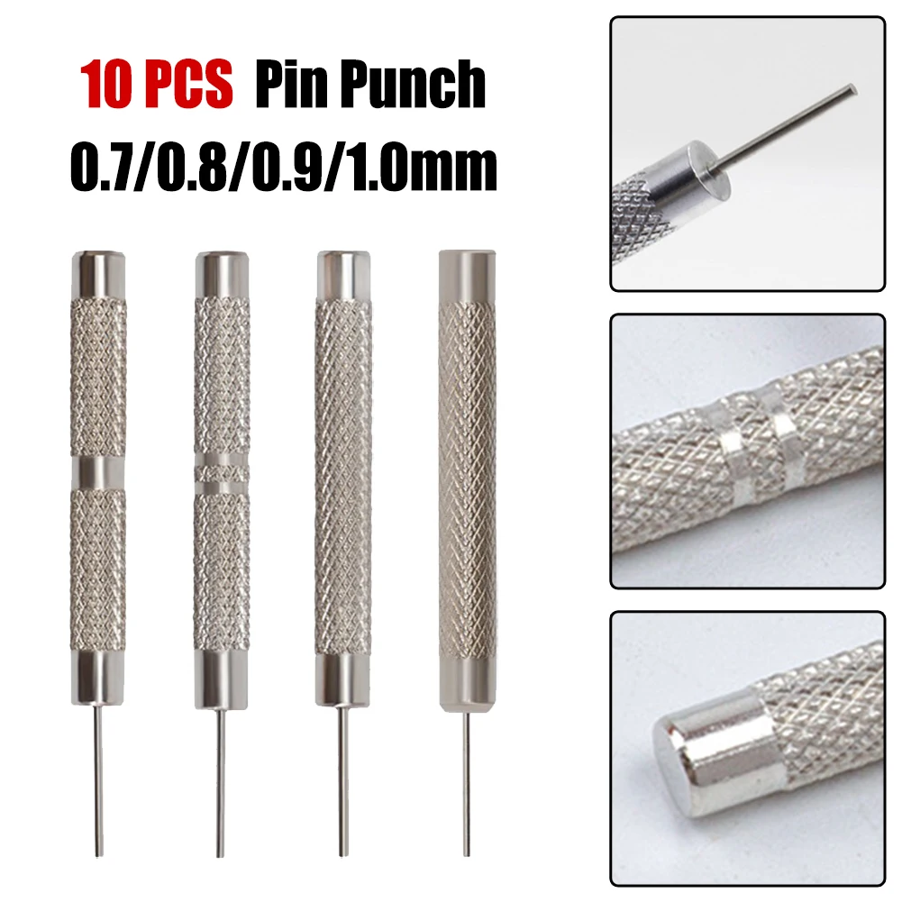10 Pcs Iron Pin Punch 0.7-1.0mm Watch Strap Belt Bracelet Remover Adjust Gadget For Repairing Hand Manual Tools