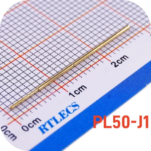 100 Stück federbelastete, nackte PCB-Prüfspitze mit 1,27 mm Rastermaß, PL50 RL50-Serie, Pogo-Pin, vergoldet, strombestet, 3 A, Durchmesser 0,68 mm – Detail 3