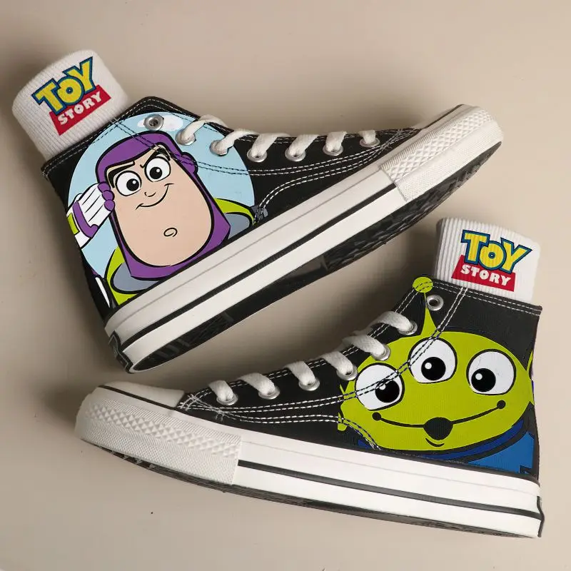 Sapatos de lona Anime de alta para homens e mulheres, sapatos estampa 3D, Cosplay de Toy Story, kawaii, para meninas e estudantes, 2023