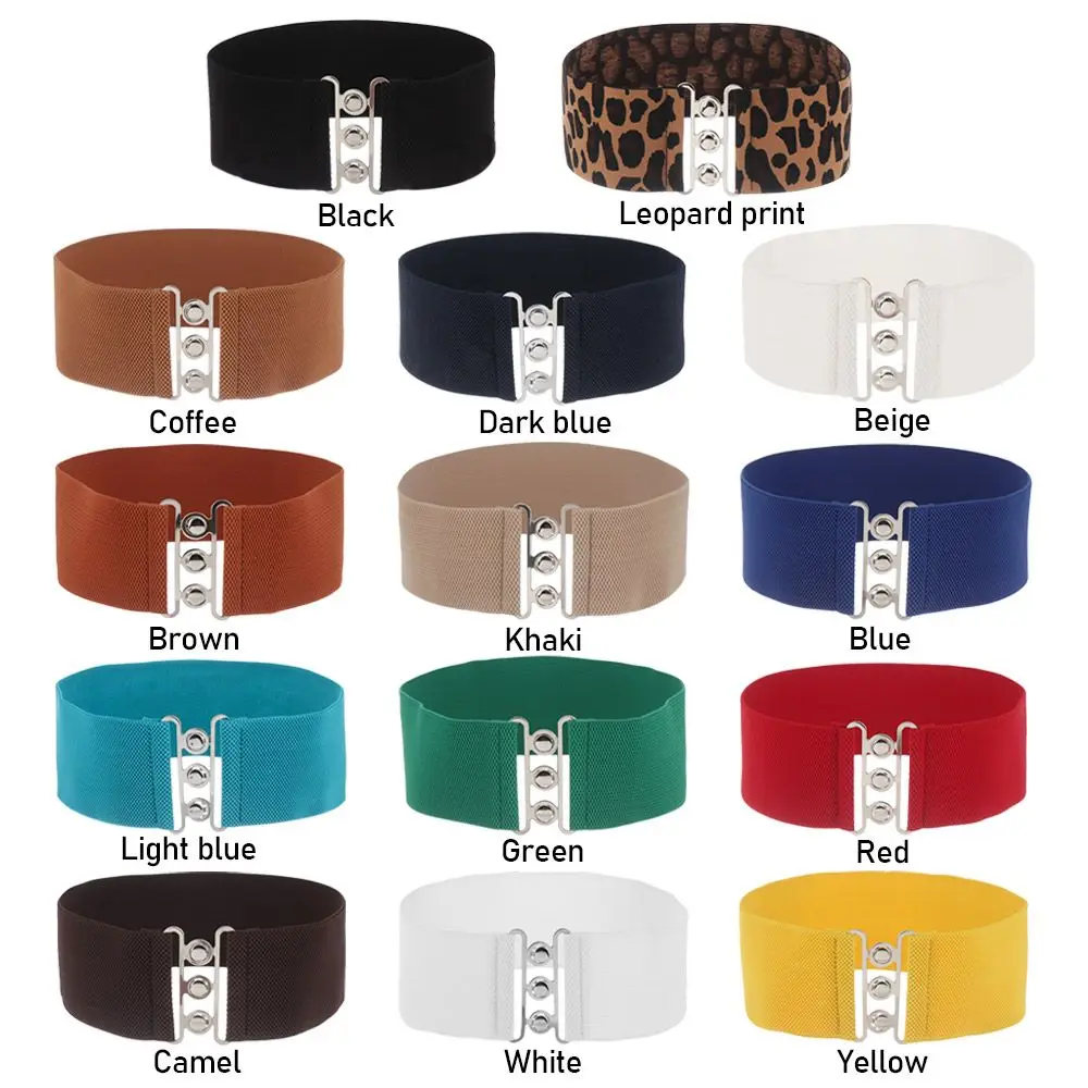 Fashion Stretch Casual Dress Cummerbands Wide Elastic Belt Metal Buckle Waistband Waist Band