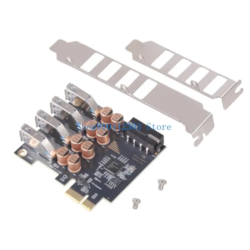 652F 실용적인 PCIe-4 포트 USB 4Pin 카드 어댑터 카드 데스크탑 마더 보드 용 데스크탑 USB PCIE USB 3.2 확장 카드