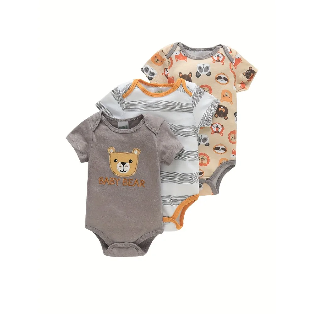 3PCS Infant Baby Cute Graphic One-piece Clothes For Boys And Girls, Newborn Pure Cotton Summer Romper newborn clothes 5