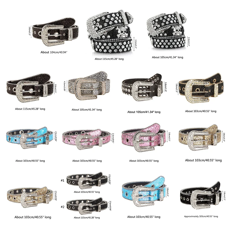 Texwood men's casual and sports wear store, summer beach clothes, men's leather fashion, jewelry, sunglasses Shinning for rhinestone Belts Women PU Leather Western Y2K Girls Belt for Jeans Men