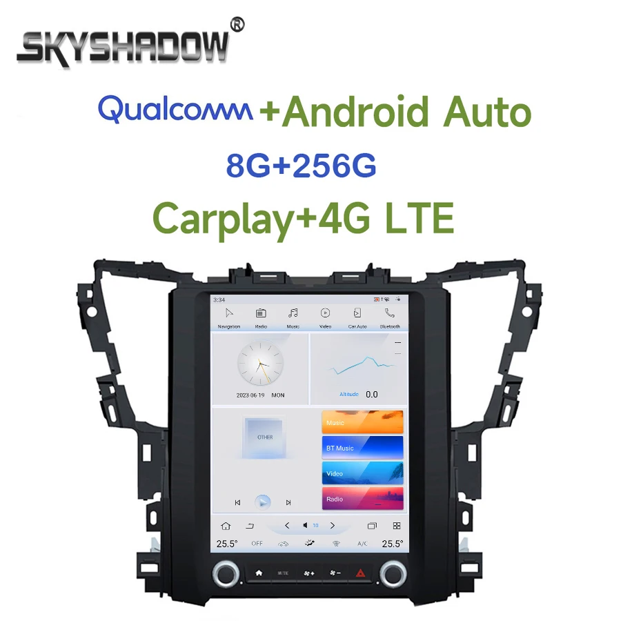 

Tesla Qualcomm Carplay Авто Android 11,0 8G + 256G 4G SIM автомобильный DVD-плеер DSP Wifi Bluetooth радио GPS для Toyota Alphard 2015-2020
