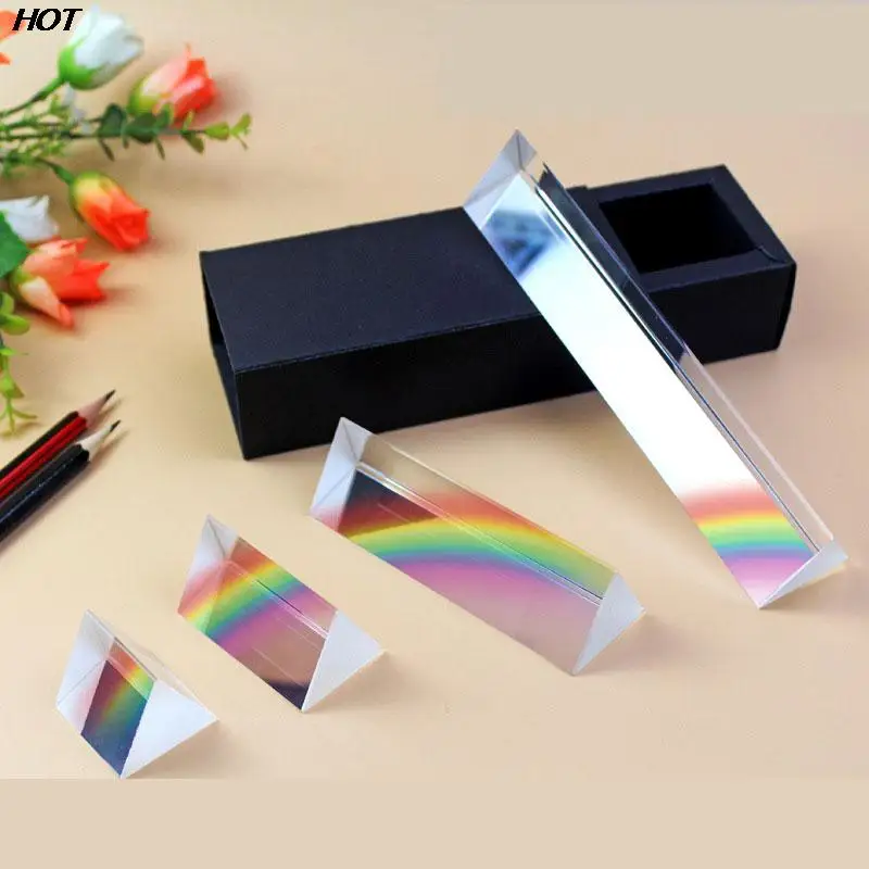 Educational Toy 3sizes Triangular Prism Rainbow Prisma Crystal Glass Photographic Prisme Color Prisms Physics Children's Lht Experiment