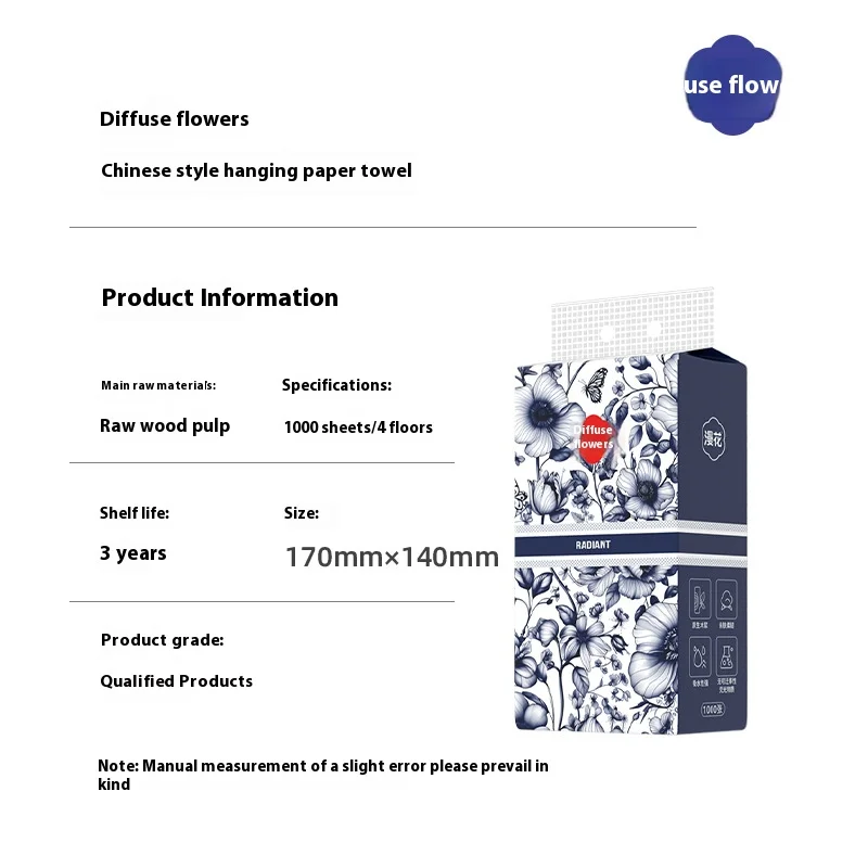 8 Hanging Facial Tissue Household Thickened and Enlarged 1000 Sheets Drawing Paper Soft Napkin Affordable Load Toilet Paper