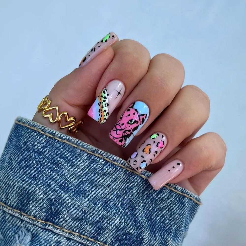 

Wearable Manicure French Fake Nails Detachable Full Cover Square Head Nail Tips False Nail Girl