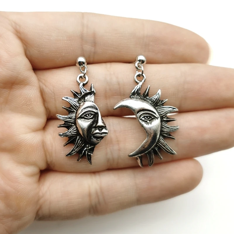 Silver Boho Sun and Moon Earrings Ear Hook Dangle Drop Gift Women Jewelry |  eBay