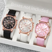 3/5PCS Women's Watch Fashion Roma Dial Leather Band Quartz Watches Pearls Jewelry Set(Without Box) - Image 2