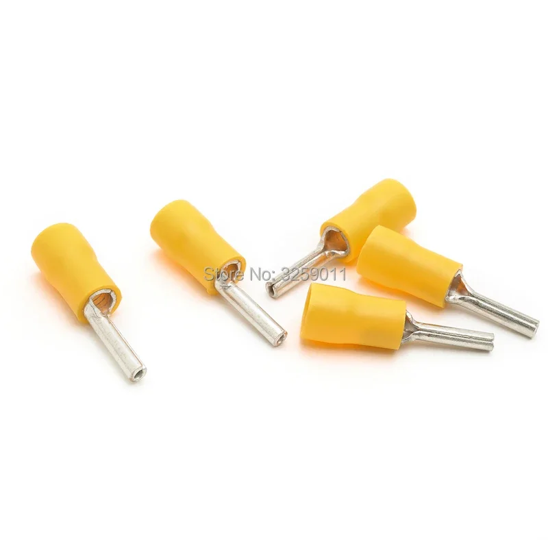 

500PCS Needle Type Pre-insulated Terminal PTV 5.5-13 TZ-JTK Cold-pressed Electrical Splice Crimp Connector Auto Wiring Yellow