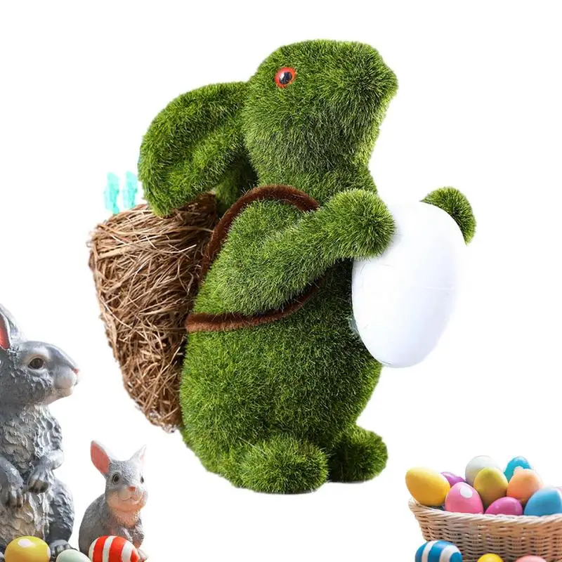 Moss Bunny Hug Egg Green Resin Rabbit Figurine Moss Floccaggio Rabbit Home Plant Ornamenti Da Giardino Decorazione Coniglietti Come La Foresta