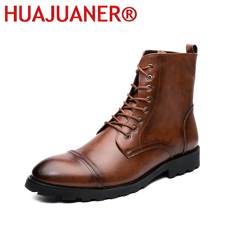 

Brand Men's Boots Casual Patent Leather Business Oxfords Men Formal Dress Shoes Lace-UP Office Wedding Shoes Man Plus Size 38-48