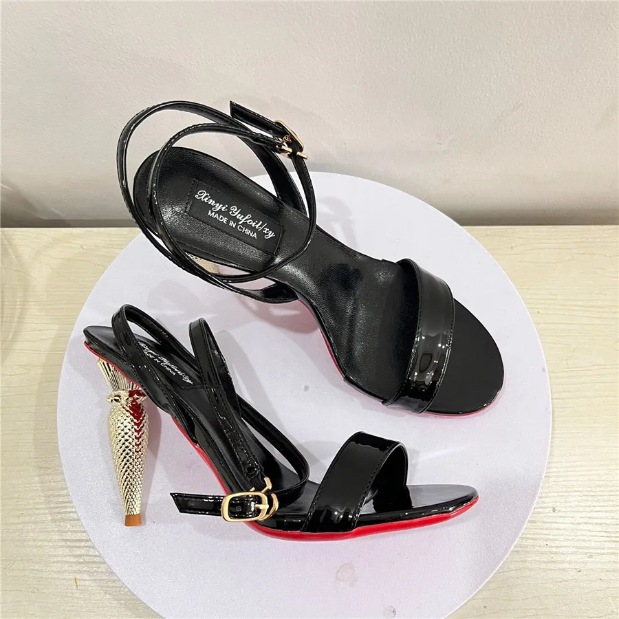 Lipstick Heel Women Sandals Designer 10CM High Heels Valentine Shoes Ankle Strap Gladiator Sandalias Ladies Luxury Dress Pumps