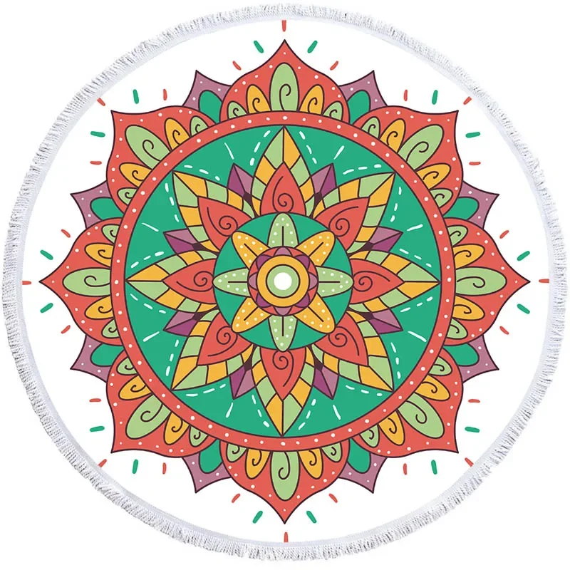 Mandala Geometric Round Beach Towel Tassels Bohemia Microfiber Bath Shower Towel For Kids Adults Picnic Yoga Mat Bikini Cover Up 5