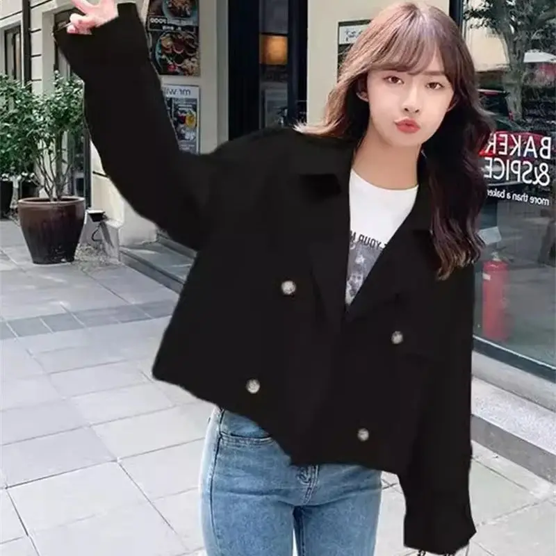 2024 Spring and Autumn Women's Wear Small and Short Korean Edition Loose British Casual Design Sense Small and Versatile Coat WF