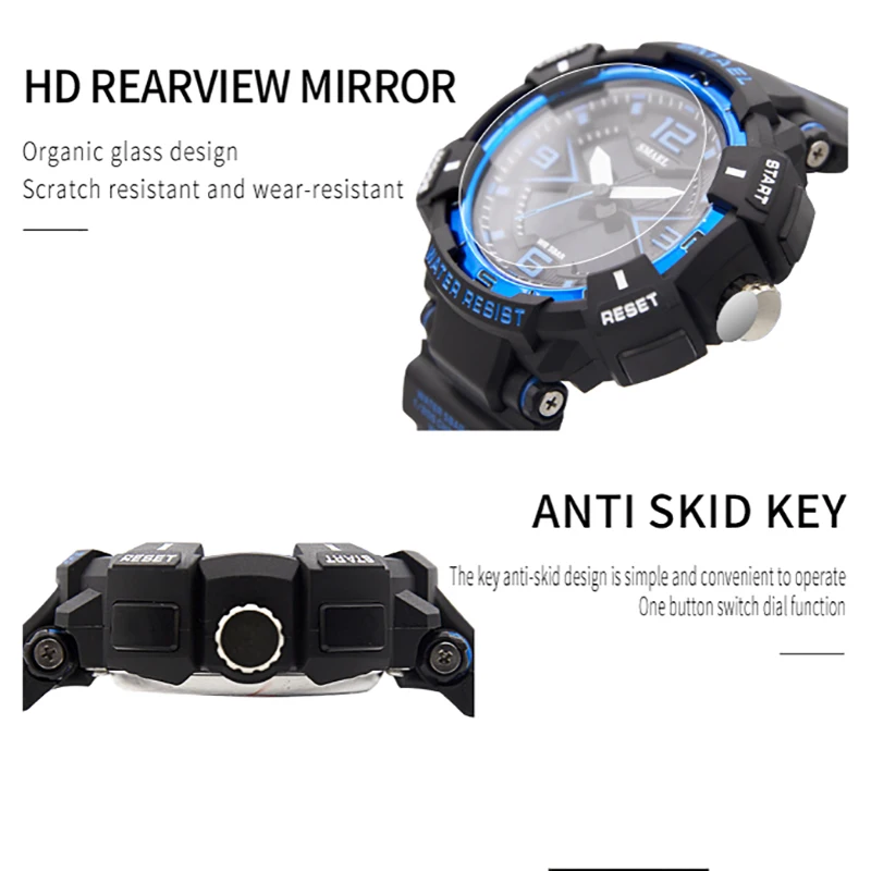 SMAEL Sport  Watches Dual Time Display 50 Waterproof Swimming 8076 Digital Watches LED Wristwatch for Men Watches Electronics 4