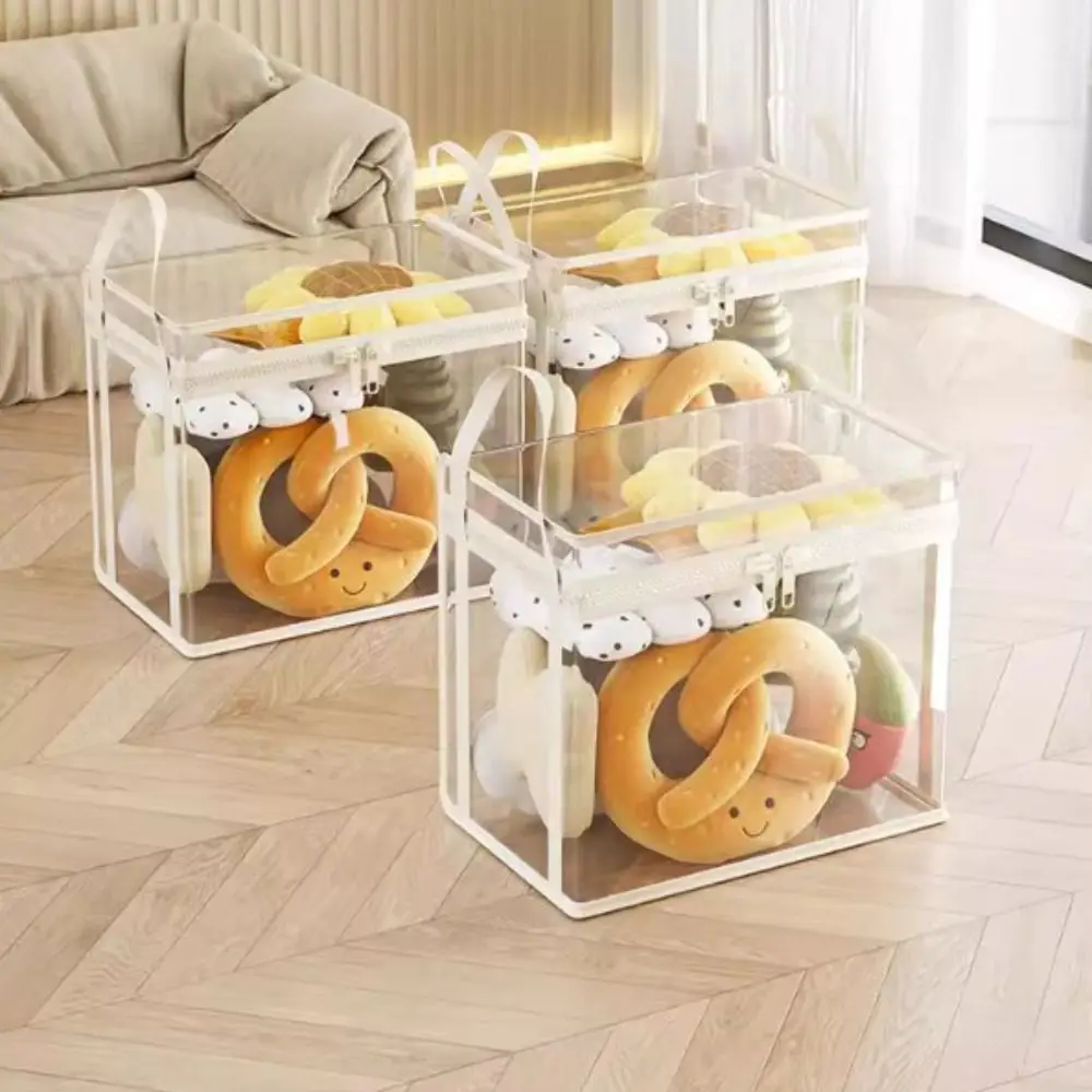 Transparent Visible Doll Storage Bag Large Capacity With Zipper Handle Clear Storage Case Dustproof Stackable