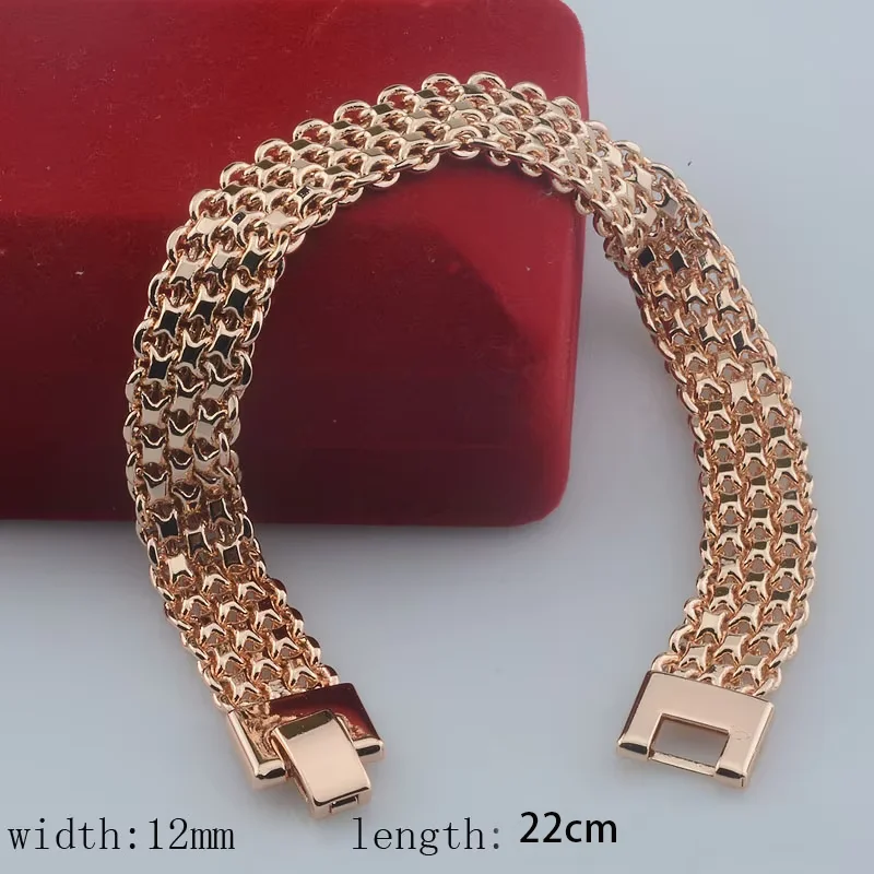 Elegant Wide Rose Gold Curb Chain Bracelet