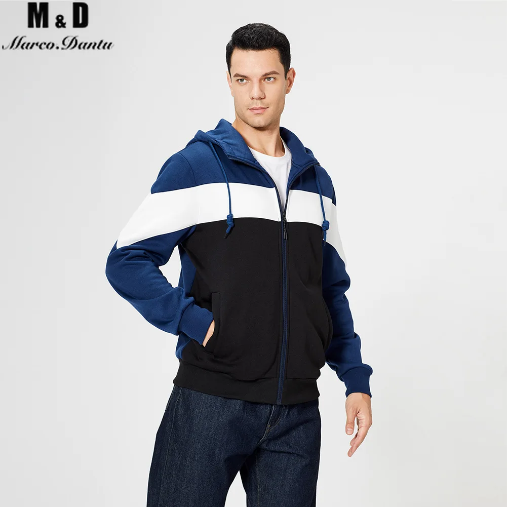 

Fashion Autumn Winter Men's Hooded Hoodies Sweatshirts Zipper Men Patchwork Striped Hooded Jacket Male Clothing High Quality