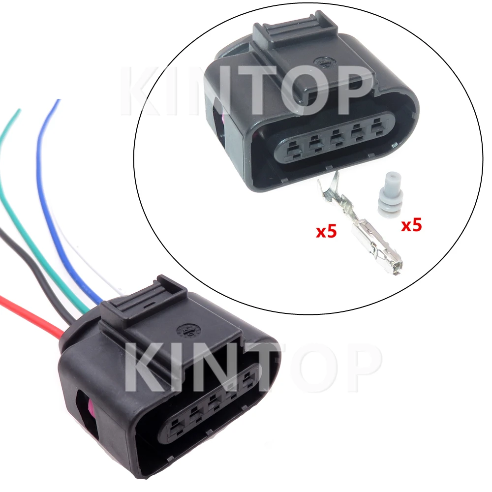 

1 Set 5 Pins Car Cable Harness Waterproof Socket Starter With Terminal and Rubber Seals For VW Audi 8K0973705 8K0 973 705