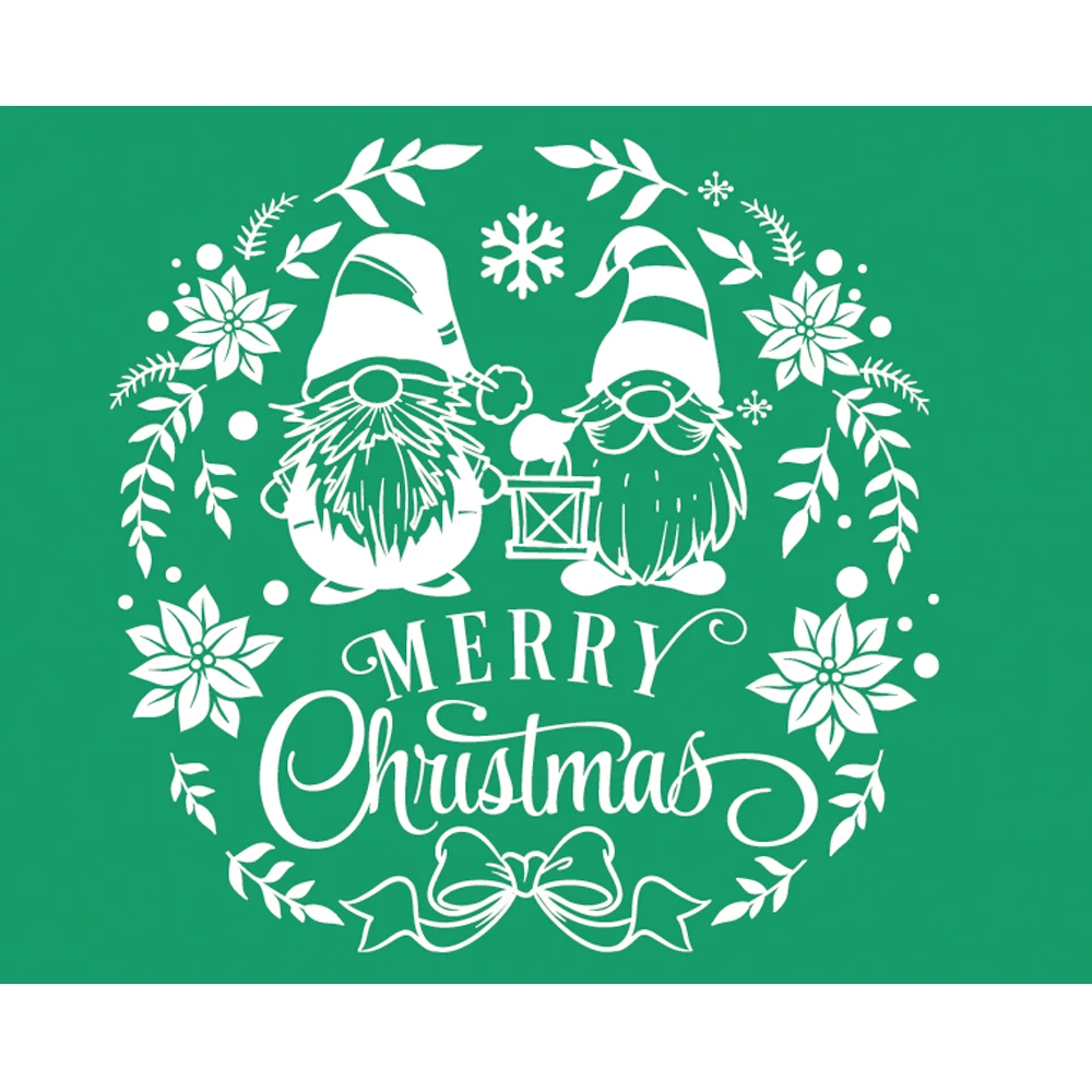 2Pcs Merry Christmas Self-Adhesive Silk Screen Stencils Reusable