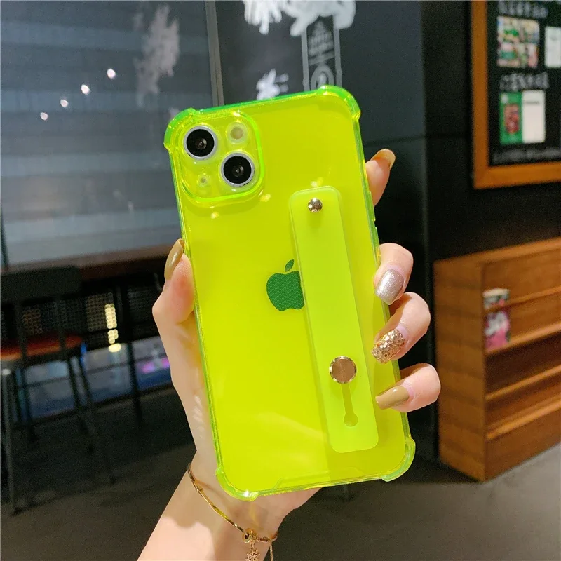 Clear Shockproof Wrist Strap Holder Phone Case with Soft Cover