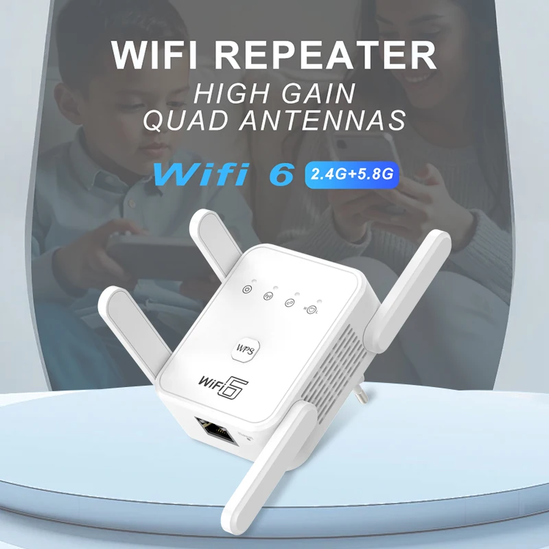 מתג ראוטר אלחוטי WIFI6 AX3000 ג'יגהביט דו פס 2.4/5 ג'יגה הרץ מגבר אות 4 אנטנות רווח גבוה טווח ארוך