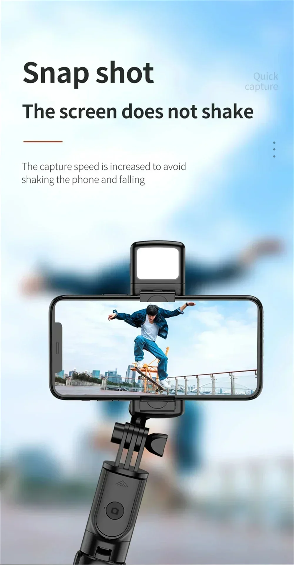 Description Picture 6 of itemBluetooth Wireless Selfie Tripod 3 In 1 With Fill Light Shutter Remote Control Portable Foldable Monopod For iPhone Smart Phone