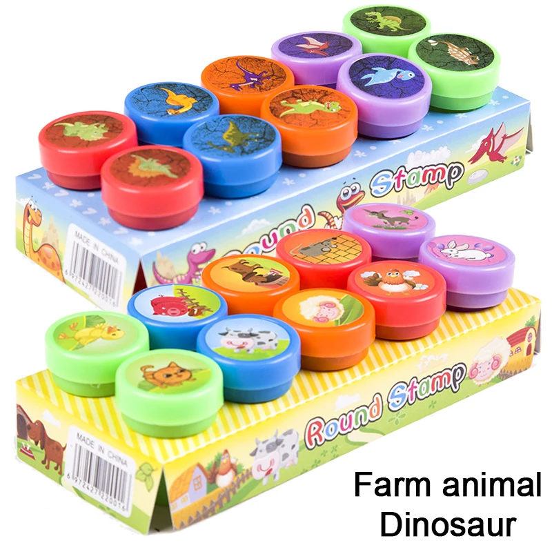 10pcs Assorted Stamps For Kids Toys Educational Animal Self Ink Stamps Kids  Party Favors Children Stamp Set 3 Years Toddler Toys