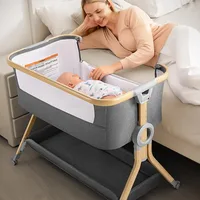 3 in 1 Baby Bassinet Bedside Sleeper, Breathable Mesh Safe Bedside Bassinet for Baby, Easy Assemble and Folding Portable Crib 1