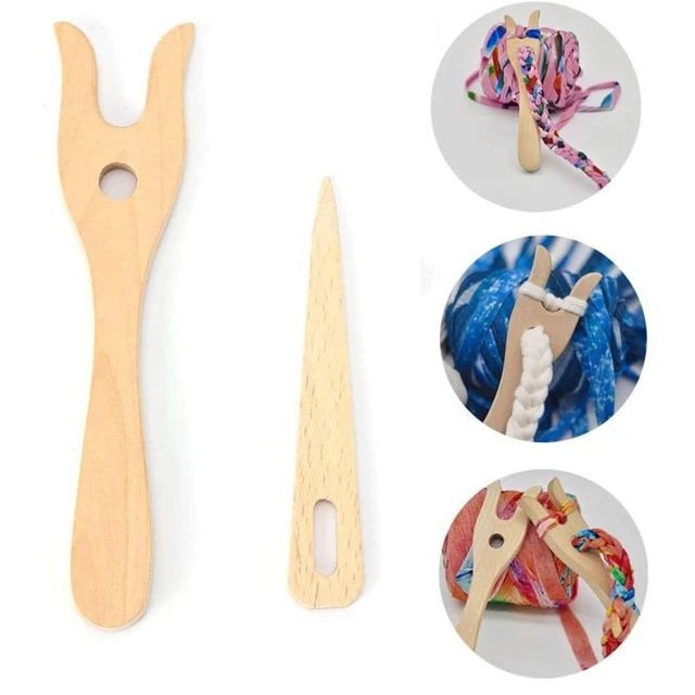 Knitting Fork and Needle Kit Wooden Hand Weaving Ancient Cording Tool  Wooden Lucet Fork Weaving Needle