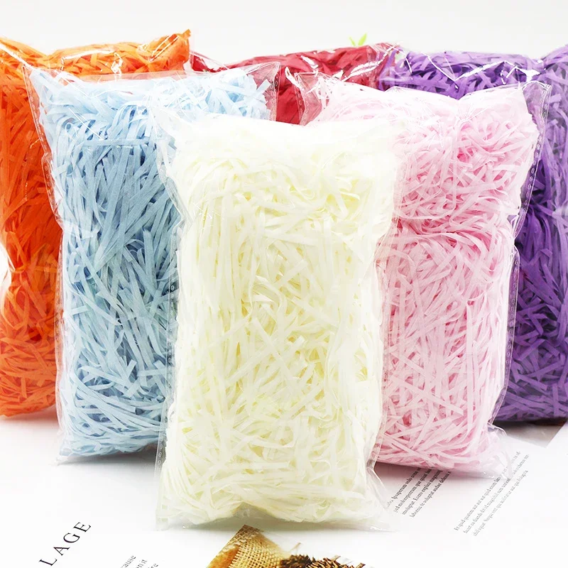 Gift Box Filler 100g Colorful Raffia Shredded Paper Confetti Candy Boxes DIY Gift Box Filling Material Tissue Party Gift Packaging