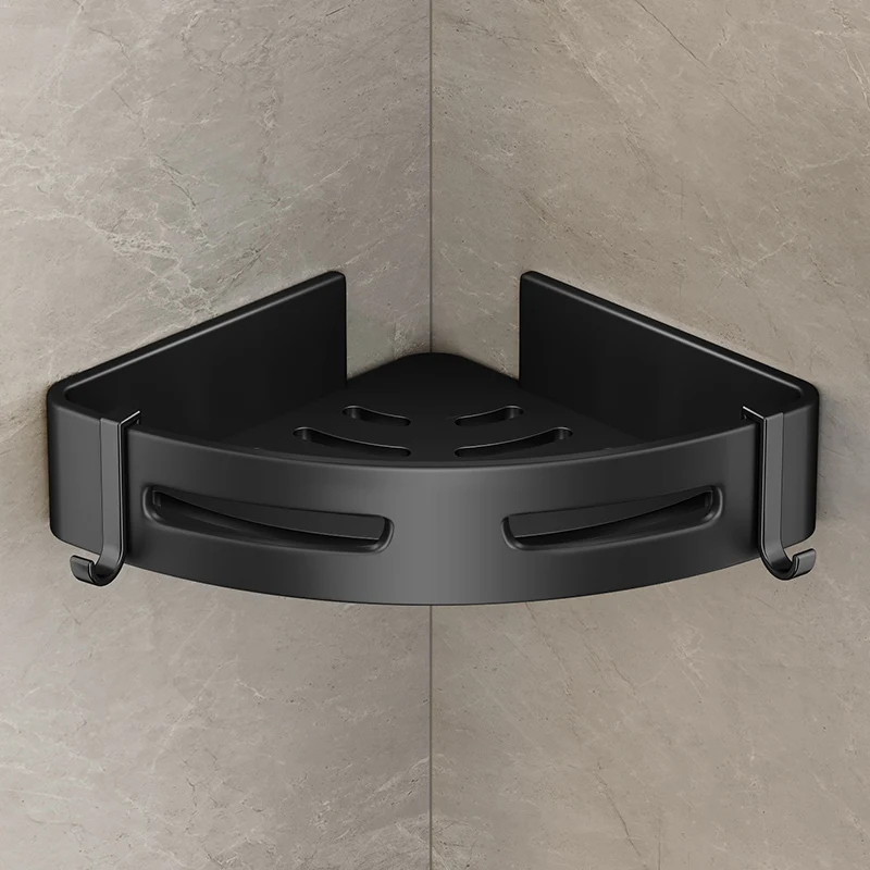 Bathroom Shelf Corner Space Aluminum Bathroom Triangle Basket Shower Room Storage Rack Wall Mounted 6