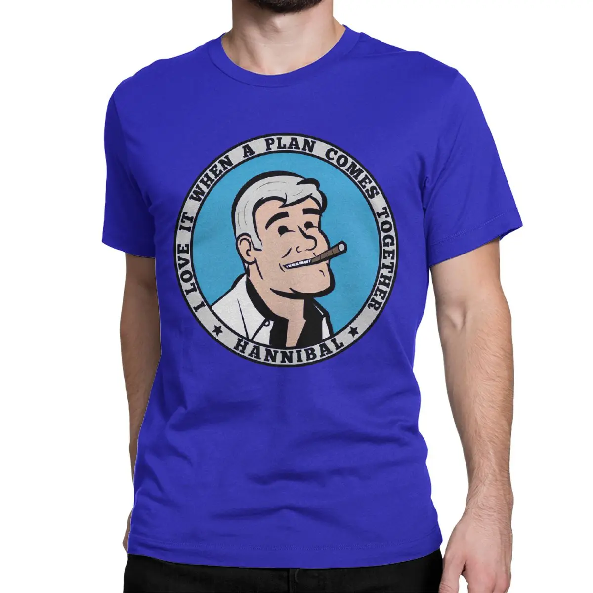 thumbnail image 1 of Camisetas para hombre y mujer de El Equipo A, Hannibal Smith, camisetas vintage de algodón, camisetas de manga corta, ropa de cuello redondo, 1 of 7