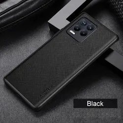 Luxury Cross Pattern Leather Phone Case - Stylish Protective Cover for Realme 8S 5G (Black)