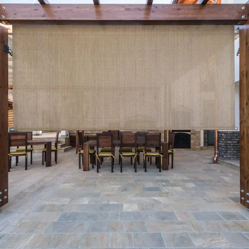 

7' wide x 6' drop Cordless Bryce (Brown/Black) Outdoor Roller Sun Shade