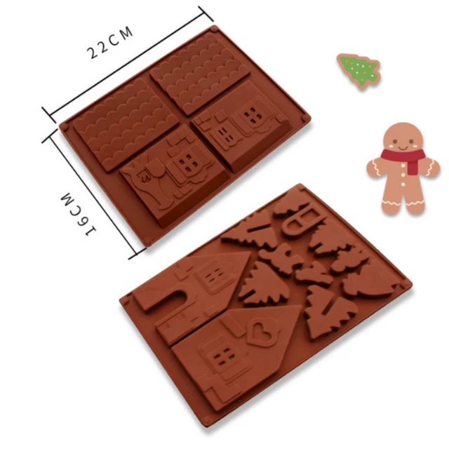 2Pcs/Set Christmas Gingerbread House Silicone Mold DIY Baking Cookie Tools