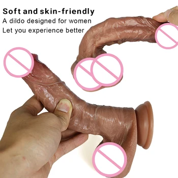 Soft Sexy Huge Dildo Realistic Penis Suction Cup G Spot Vagina Stimulator Double-layer Silicone Big Dildos Sex Toys for Woman 5