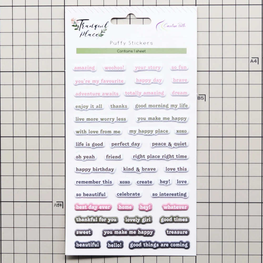 Creative Path Vintage 3D Scrapbooking Puffy Sticker Mini Kleine Dankeschön-Wortstickerbögen für Journaling, Planer und Kartenherstellung