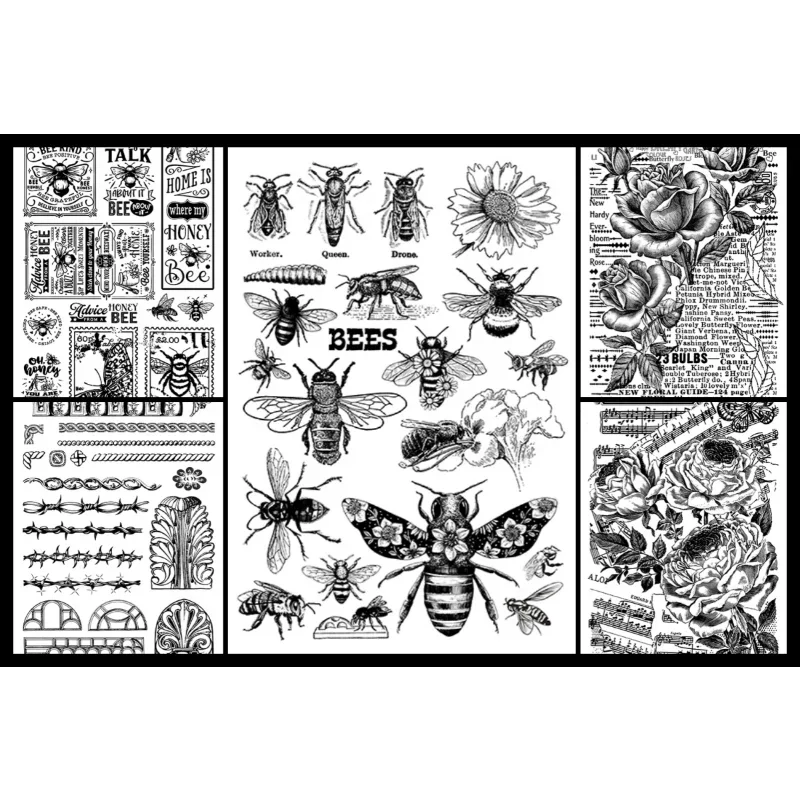 11*16cm Bee Flower Clear Stamp Card Album Paper Craft Rubber Transparent Silicon Stamp Embossed DIY Greeting Card Handmade clear stamps clear rubber stamps
