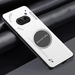 Luxury Metal Magnetic Car Holder Leather Case with Carbon Fibre Protection and Skin Feel Finish for Nothing Phone (3a) Pro (WHITE)