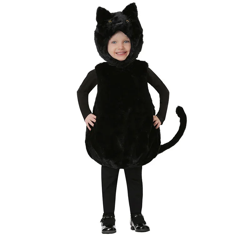 

Kids Animal Black Cat One Piece Garment Jumpsuits Costumes Cosplay For Boys And Girls Halloween Masquerade Party Stage Costume