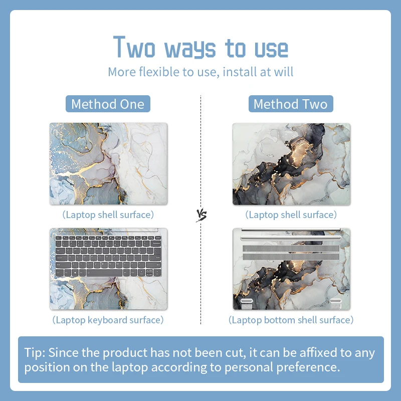 DIY Marble Cover Laptop Skins vinyl film sticker 13"14"15.6"17.3"PVC Film Waterproof For Macbook Lenovo HP Acer