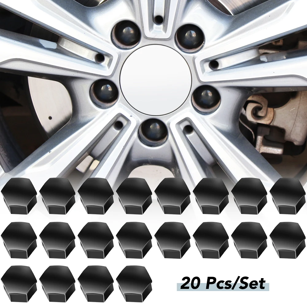 Premium 17mm Car Wheel Nut Protection Covers - Black