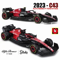 Bburago 1:43 F1 Team Stake C43 2023 24 Zhou Guanyu Alfa Romeo 77 Valtteri Bottas Alloy Model Car Collection Toy Birthday Gift 2