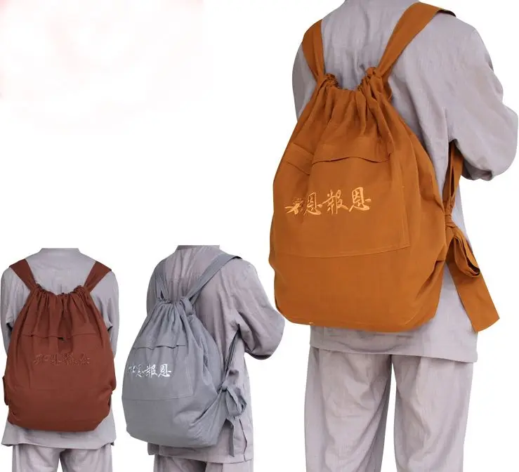 Buddhist monk bag backpacks Canvas zen shaolin monks backpack Buddha