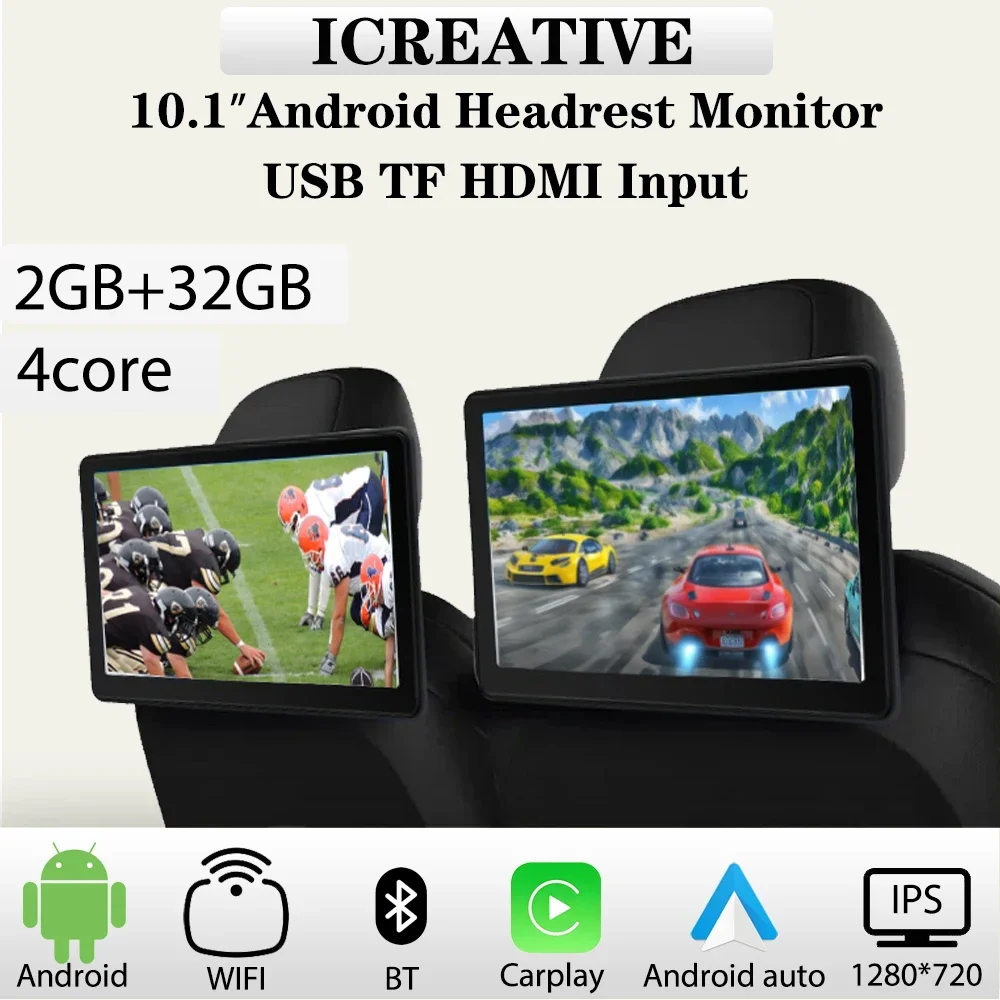 10.1inch Android Headrest Monitor IPS Display for Car Rear Seats ...