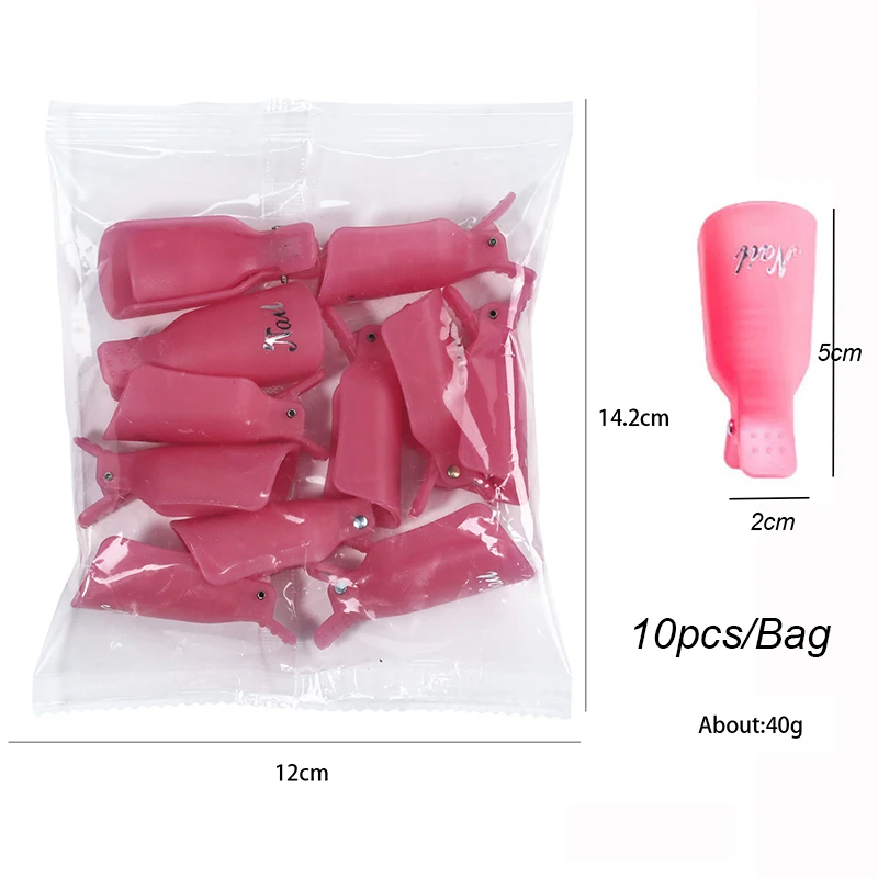 10pcs/bag Nail Acrylic Removal Clip for Remove UV LED Gel Polish Purple Pink Manicure Tools Nail Supplies for Professionals 6