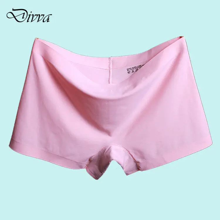 Women's Ice Silk Seamless Underwear Cotton Crotch Boxer Shorts Ladies Pants Four Corners Anti-empty Summer Thin Section safety shorts,seamless panties,women shorts underwear